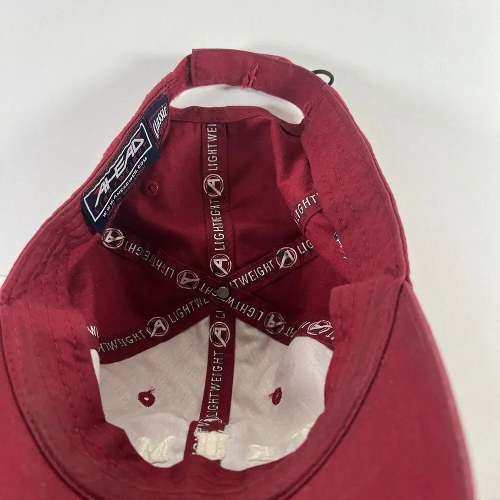 Trump Golf Hat Red Strapback Ahead Lightweight USA Flag Adjustable Cap Preowned